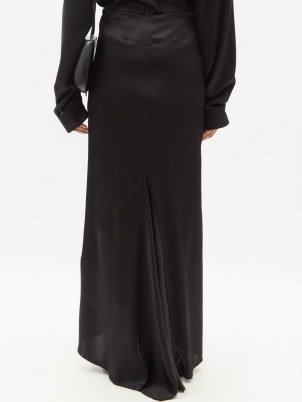 ANN DEMEULEMEESTER Beverly bias-cut silk-satin skirt in black ~ long legnth skirts with sweeping hem ~ minimalist fashion ~ effortless style - flipped
