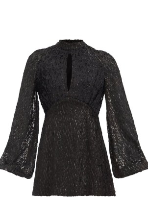 TALLER MARMO Huston black velvet-devoré mini dress | luxe burnout party dresses | glamorous open back evening fashion | front keyhole cut out - flipped