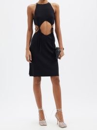 BOTTEGA VENETA Tie-side cutout black jersey dress – cut out LBD – sleeveless evening dresses