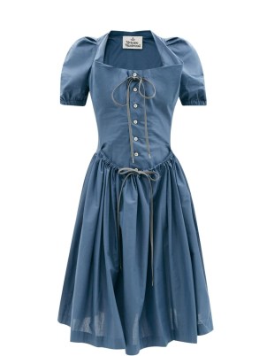 VIVIENNE WESTWOOD New Saturday blue puff-sleeve cowl-neck cotton dress