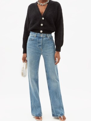 PACO RABANNE Washed-denim wide-leg jeans ~ womens designer blue denim fashion - flipped