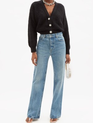 PACO RABANNE Washed-denim wide-leg jeans ~ womens designer blue denim fashion