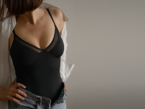 Heist The Sheer Body – black skinny strap bodysuits – womens lingerie - flipped