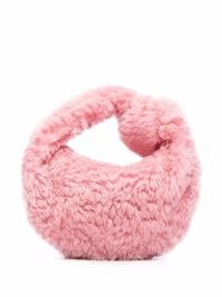 Bottega Veneta pink shearling Jodie mini bag ~ small fluffy bags ~ luxe textured knot handle handbags