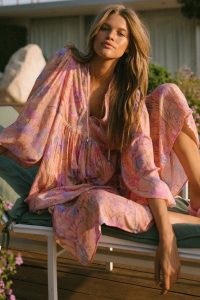 SPELL BUTTERFLY BOHO MAXI DRESS Musk / floaty bohemian fashion / floral prints and butterflies / voluminous bohemian dresses