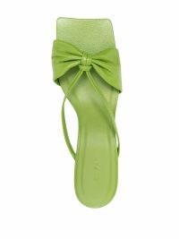 BY FAR Freya knotted leather mules in pistachio green ~ knot detail square toe mule