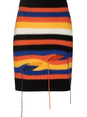Charles Jeffrey Loverboy ribbed-knit slashed skirt – multicoloured striped knitted skirts – distressed fashion