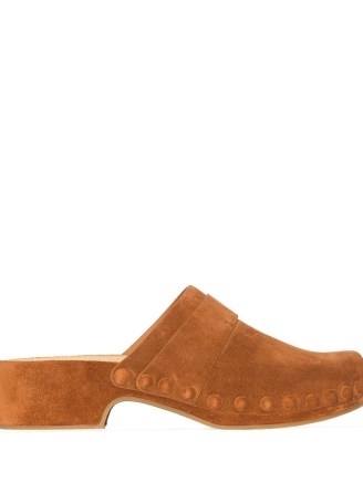 Chloé Joy brown suede platform clogs | 70s inspired shoes | 1970s style footwear - flipped