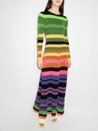 Christopher John Rogers cut-out striped maxi dress | multicoloured open back knitted dresses | colourful stripe knitwear fashion