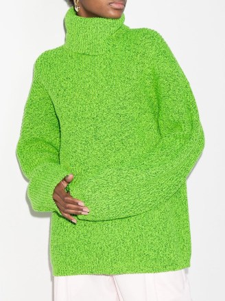 Christopher John Rogers oversized roll neck jumper in Lettuce Green - flipped