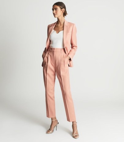 REISS COCO TAPERED MIXER TROUSERS PINK