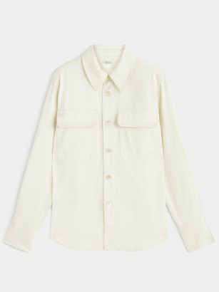 JIGSAW Cotton Lyocell Utility Shirt Cream – casual weekend shirts – womens wardrobe essentials - flipped