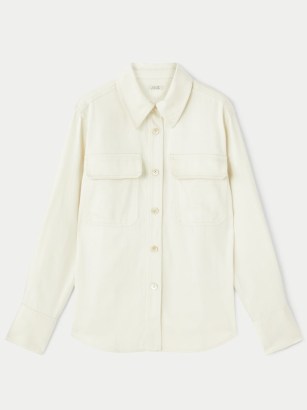 JIGSAW Cotton Lyocell Utility Shirt Cream – casual weekend shirts – womens wardrobe essentials