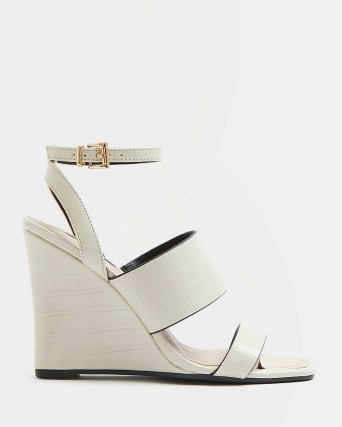 River Island CREAM STRAPPY WEDGES | high ankle strap wedged sandals - flipped