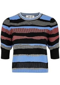 DIANE VON FURSTENBERG Mickey striped knitted top | short puff sleeve jumpers