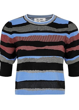 DIANE VON FURSTENBERG Mickey striped knitted top | short puff sleeve jumpers - flipped
