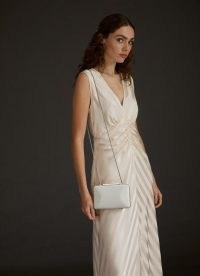 L.K. Bennett DOTTY IVORY SATIN WEDDING CLUTCH BAG | bridal handbags | brides accessories | chain shoulder strap occasion bags