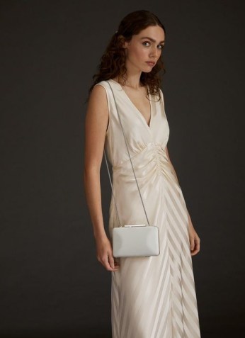 L.K. Bennett DOTTY IVORY SATIN WEDDING CLUTCH BAG | bridal handbags | brides accessories | chain shoulder strap occasion bags