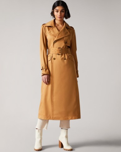 Ted Baker MAAEVE Double Faced Lightweight Trench Coat Light Brown ~ womens belted coats - flipped