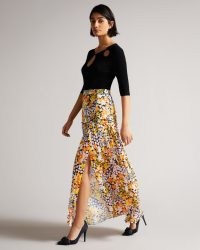 TED BAKER KLEMMY Dropped Waist Maxi Skirt / elegant floral print split hem skirts / feminine occasion fashion