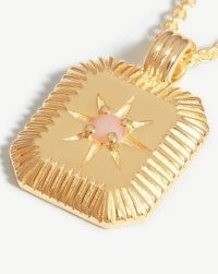 MISSOMA Engravable Birthstone Star Ridge Pendant Necklace Pink Opal July ~ womens birthday stone pendants ~ 18ct recycled gold plated vermeil on recycled sterling silver necklaces ~ jewellery