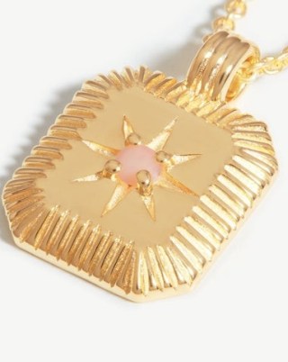 MISSOMA Engravable Birthstone Star Ridge Pendant Necklace Pink Opal July ~ womens birthday stone pendants ~ 18ct recycled gold plated vermeil on recycled sterling silver necklaces ~ jewellery
