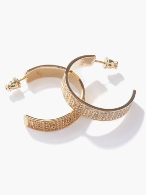 FENDI FF crystal-embellished hoop earrings – glamorous designer fashion jewellery – glam hoops covered in crystals - flipped