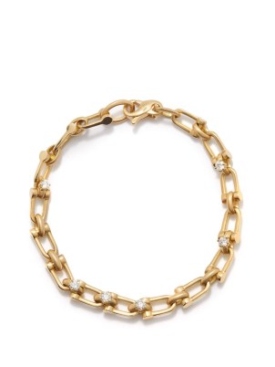 JADE TRAU Georgina diamond & 18kt gold bracelet – chunky cable chain bracelets with diamonds – womens fine jewellery - flipped