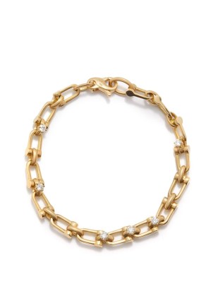 JADE TRAU Georgina diamond & 18kt gold bracelet – chunky cable chain bracelets with diamonds – womens fine jewellery