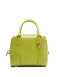 LOEWE Amazona 19 green leather handbag ~ small chartreuse coloured top hand bags ~ chic ladylike square shaped handbags