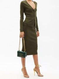 TOM FORD 001 crocdile-effect green-leather shoulder bag ~ croc embossed gold chain strap handbags ~ chic designer bags