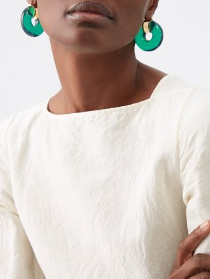 JIL SANDER Green Neon hoop earrings ~ chunky clear resin hoops