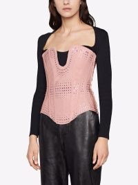 Gucci pink crystal-embellished corset top | strapless fitted bodice tops lace up back | fashion studded with crystals