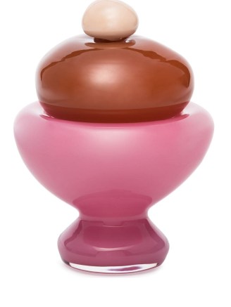 HELLE Bon Bon sugar bowl in Pink / Brown ~ coloured glassware - flipped