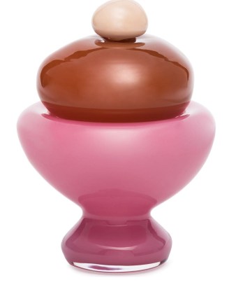 HELLE Bon Bon sugar bowl in Pink / Brown ~ coloured glassware