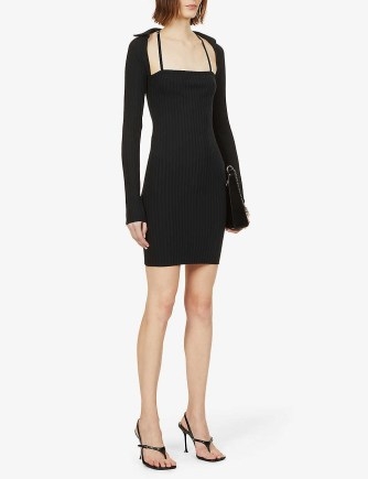HELMUT LANG Square-neck stretch-cotton mini dress in black – LBD - flipped