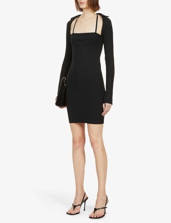 HELMUT LANG Square-neck stretch-cotton mini dress in black – LBD