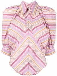 Isabel Marant chevron-print puff-sleeves shirt in pink – volume sleeve retro print shirts