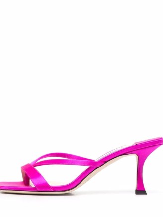 Jimmy Choo Maelie pink thong mules – bright thonged mule sandals - flipped