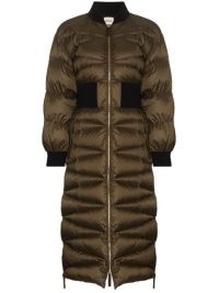 KHAITE Jermaine zip-up puffer coat olive green – women’s longline padded coats