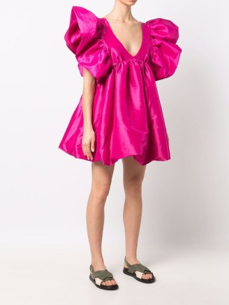 Kika Vargas Adri pink ruffled mini dress