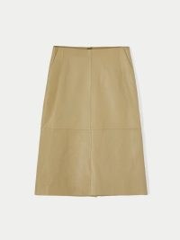 Jigsaw Leather Midi Skirt in Khaki | luxe skirts | style essential fashion
