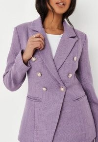 MISSGUIDED lilac co ord boucle double breasted blazer ~ womens on-trend textured blazers