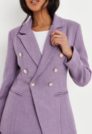 MISSGUIDED lilac co ord boucle double breasted blazer ~ womens on-trend textured blazers - flipped
