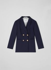 L.K. BENNETT MARINER NAVY DOUBLE-BREASTED SAILOR JACKET ~ womens dark blue gold button jackets ~ wardrobe essentials
