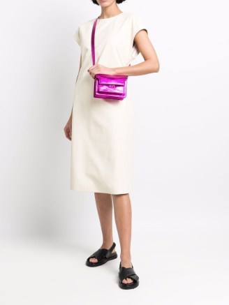Marni mini Trunk crossbody bag in metallic pink ~ small luxe handbags - flipped