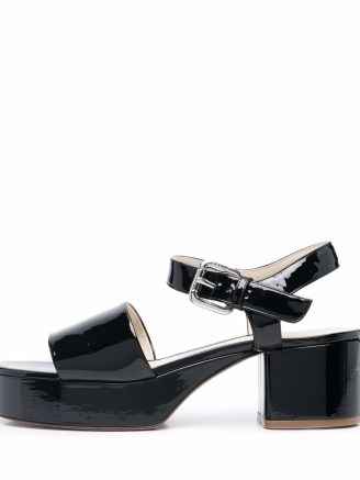 Marni patent-leather block-heel sandals | retro high shine platforms | chunky vintage style platform shoes