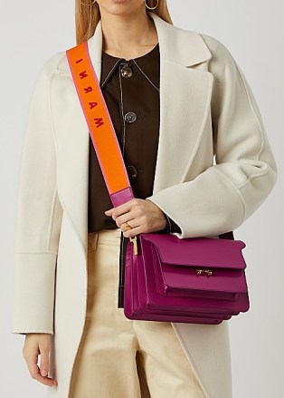 MARNI Trunk purple leather shoulder bag - flipped