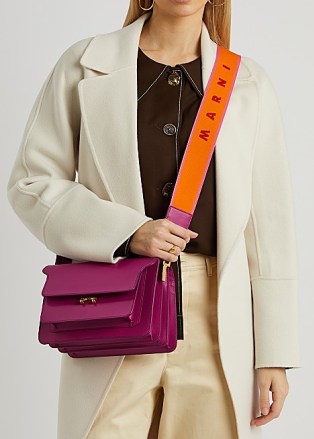 MARNI Trunk purple leather shoulder bag