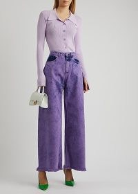 MARQUES’ ALMEIDA Purple tie-dyed wide-leg jeans ~ womens denim fashion ~ frayed hems